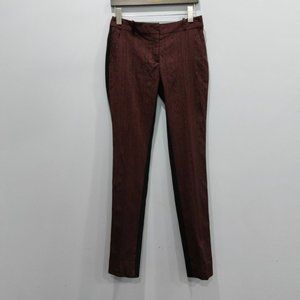 DIANE VON FURSTENBERG DVF Burgundy Black Contrasting Slim Straight Pants